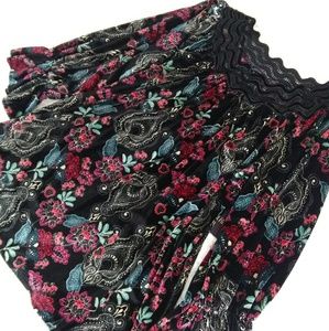 Floral Print Velvet Peasant Top NWT